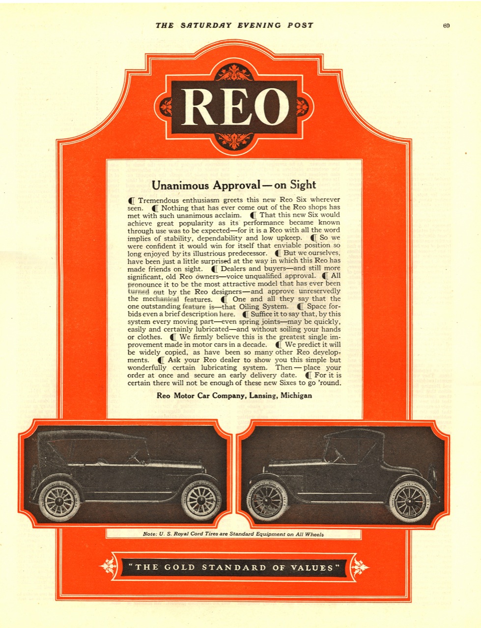 1919 REO Auto Advertising